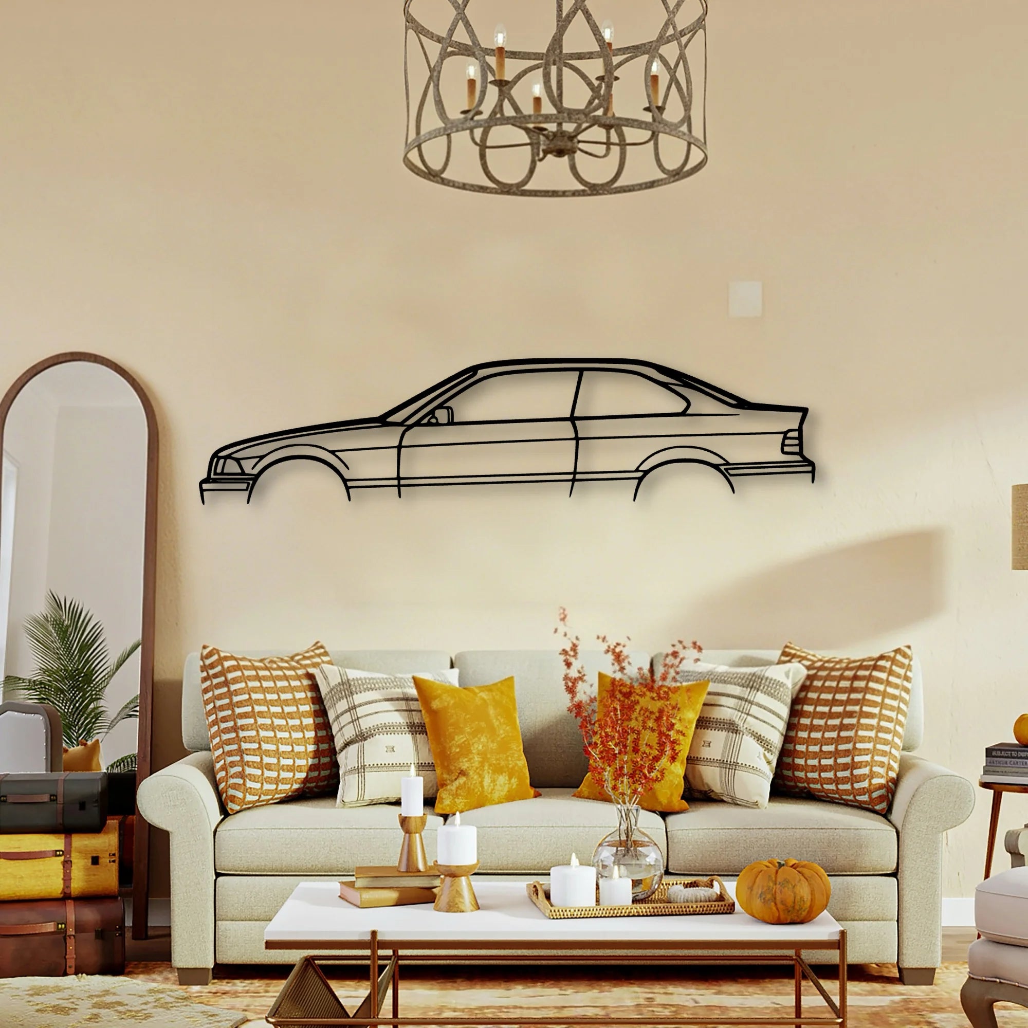E36 Coupe Classic Silhouette Metal Wall Art - Tinvibe
