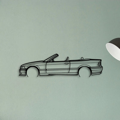 E36 M3 Convertible 1999 Classic Silhouette Metal Wall Art - Tinvibe