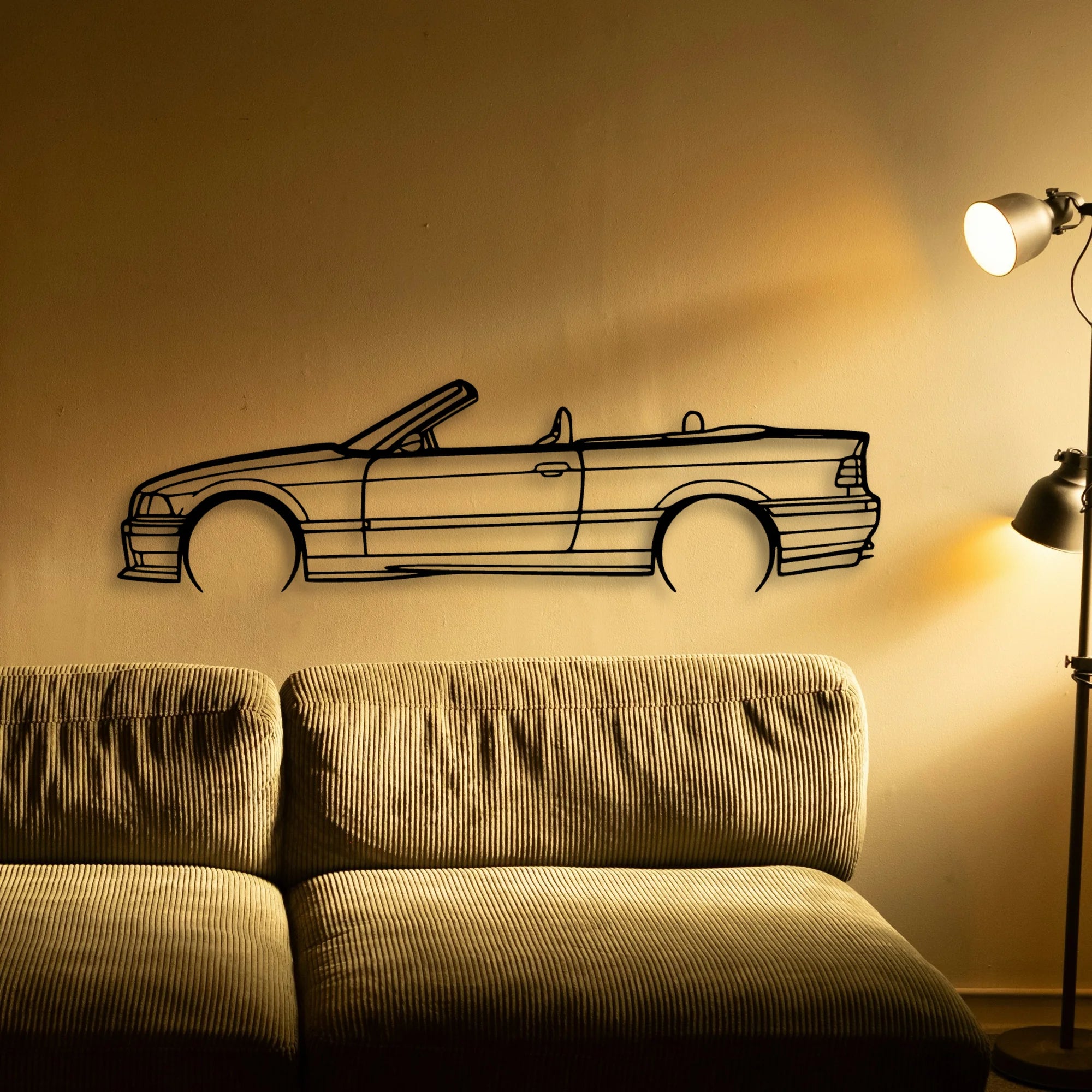 E36 M3 Convertible 1999 Classic Silhouette Metal Wall Art - Tinvibe