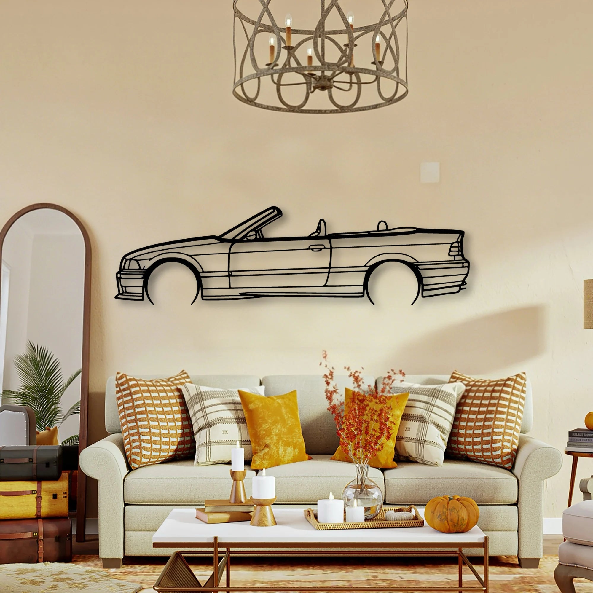 E36 M3 Convertible 1999 Classic Silhouette Metal Wall Art - Tinvibe