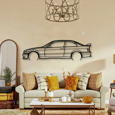 E36 M3 Coupe 2 Classic Silhouette Metal Wall Art - Tinvibe