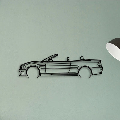 E46 M3 Convertible 2 Classic Silhouette Metal Wall Art - Tinvibe