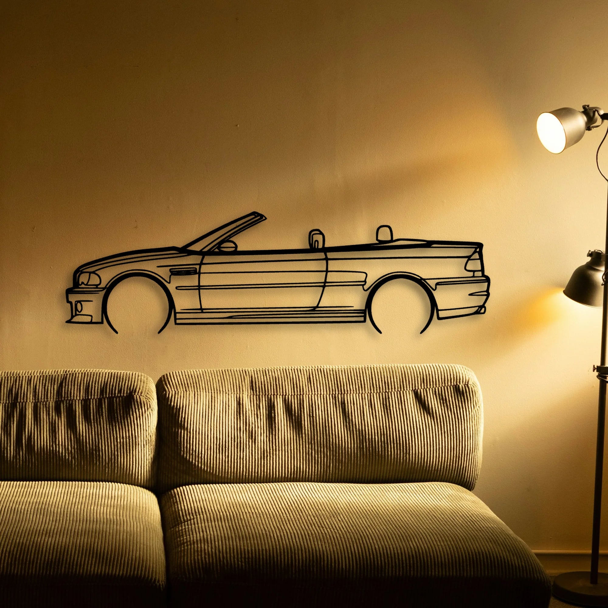 E46 M3 Convertible 2 Classic Silhouette Metal Wall Art - Tinvibe