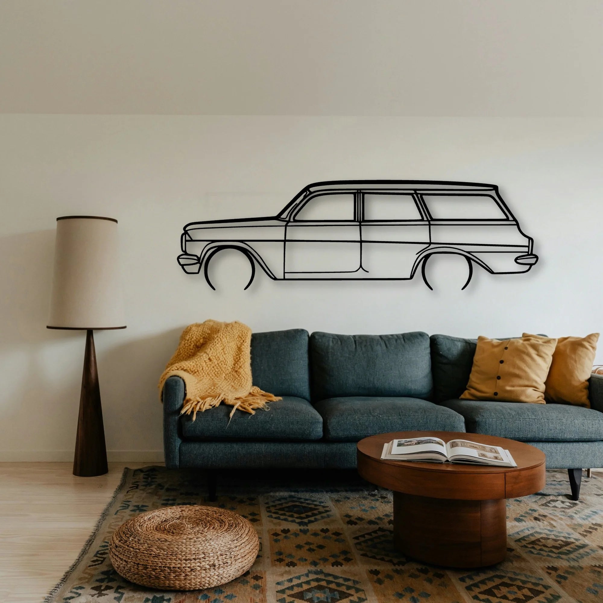 EJ Wagon 1963 Classic Silhouette Metal Wall Art - Tinvibe