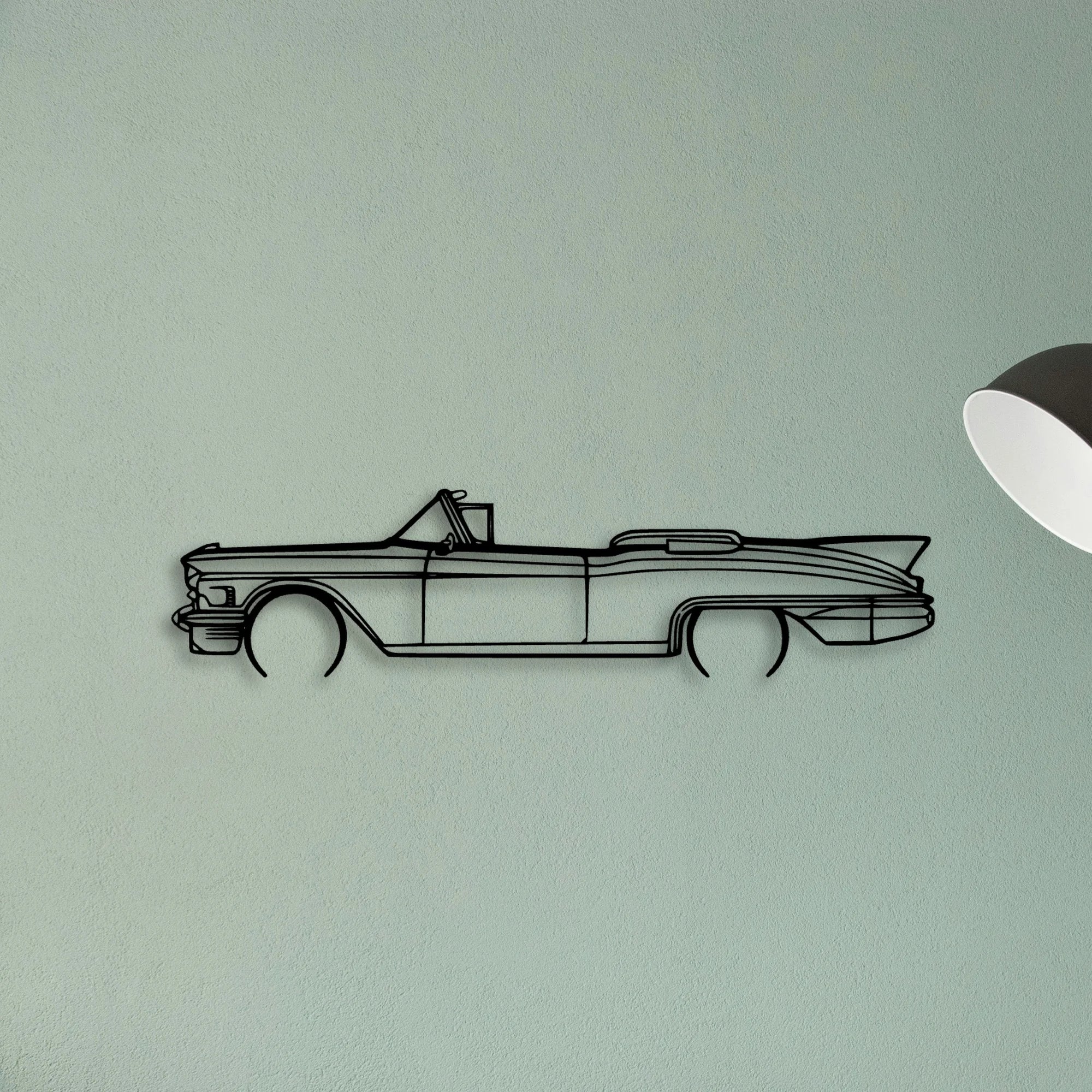 Eldo Biarritz 1958 Convertible 2 Classic Silhouette Metal Wall Art - Tinvibe