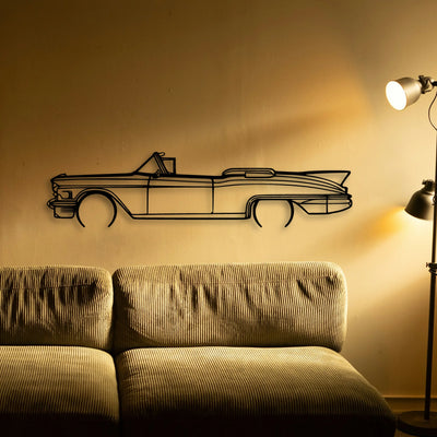 Eldo Biarritz 1958 Convertible 2 Classic Silhouette Metal Wall Art - Tinvibe