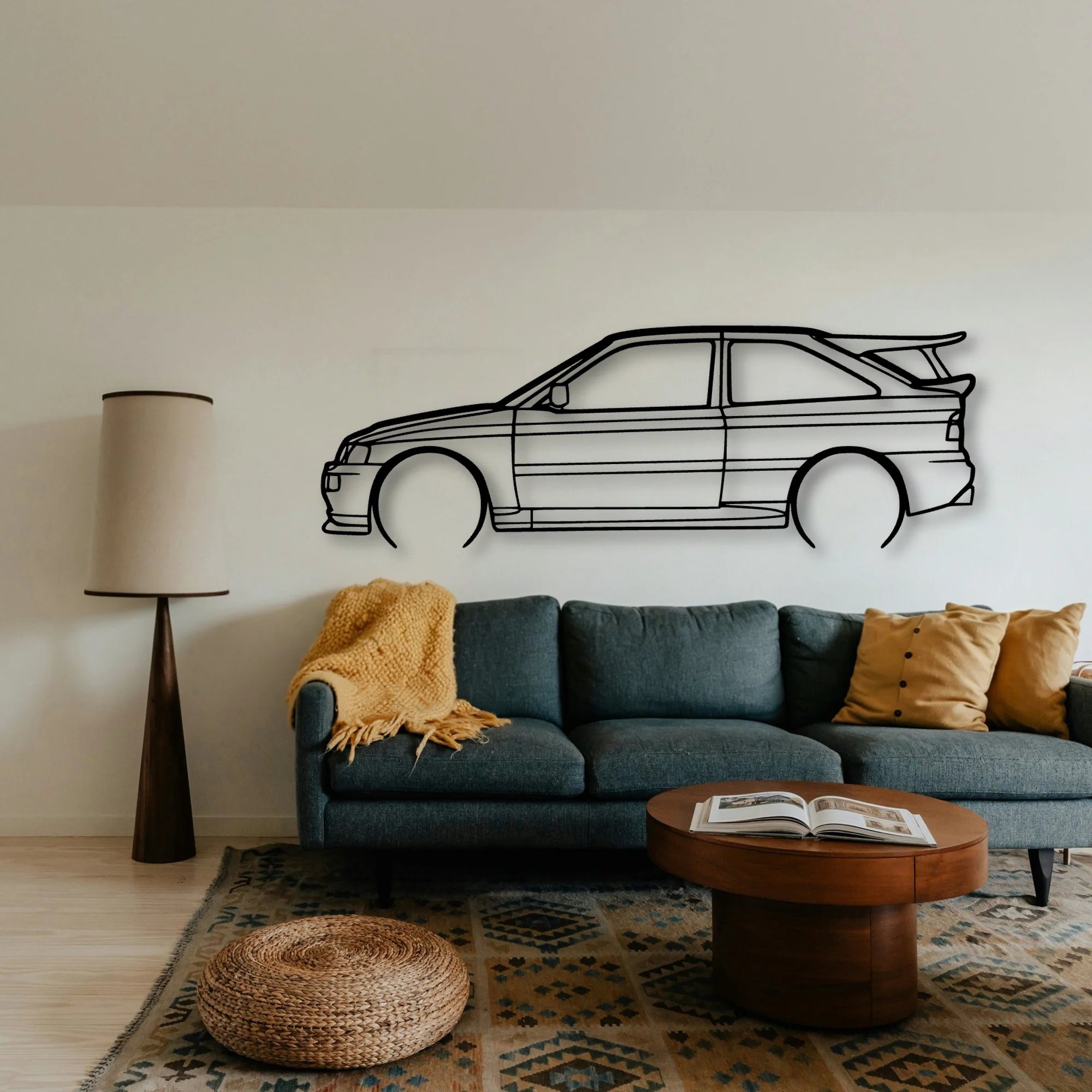 Escort Cossworth 1993 2 Classic Silhouette Metal Wall Art - Tinvibe