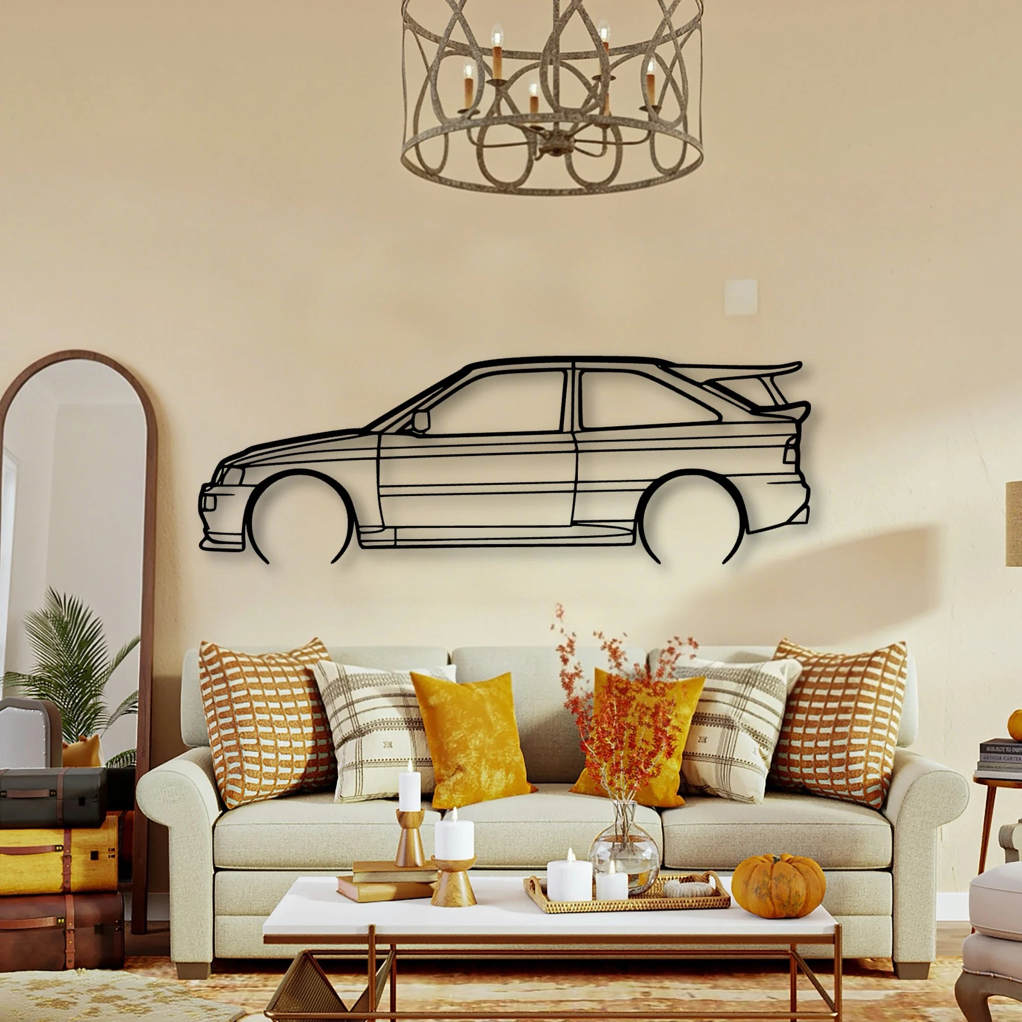 Escort Cossworth 1993 2 Classic Silhouette Metal Wall Art - Tinvibe