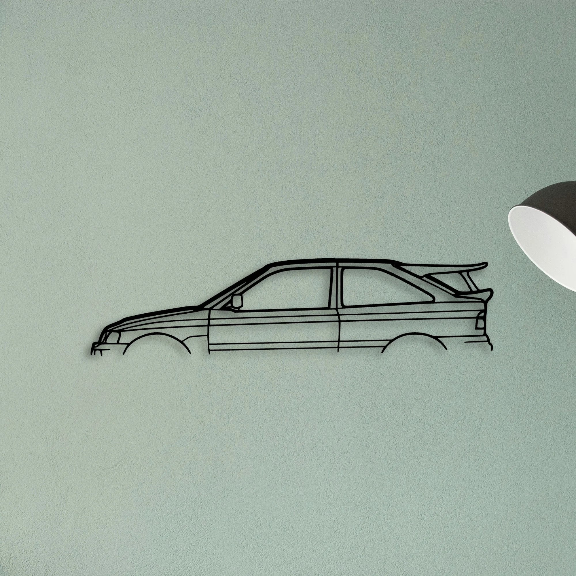 Escort Cosworth RS 1992 Classic Silhouette Metal Wall Art - Tinvibe