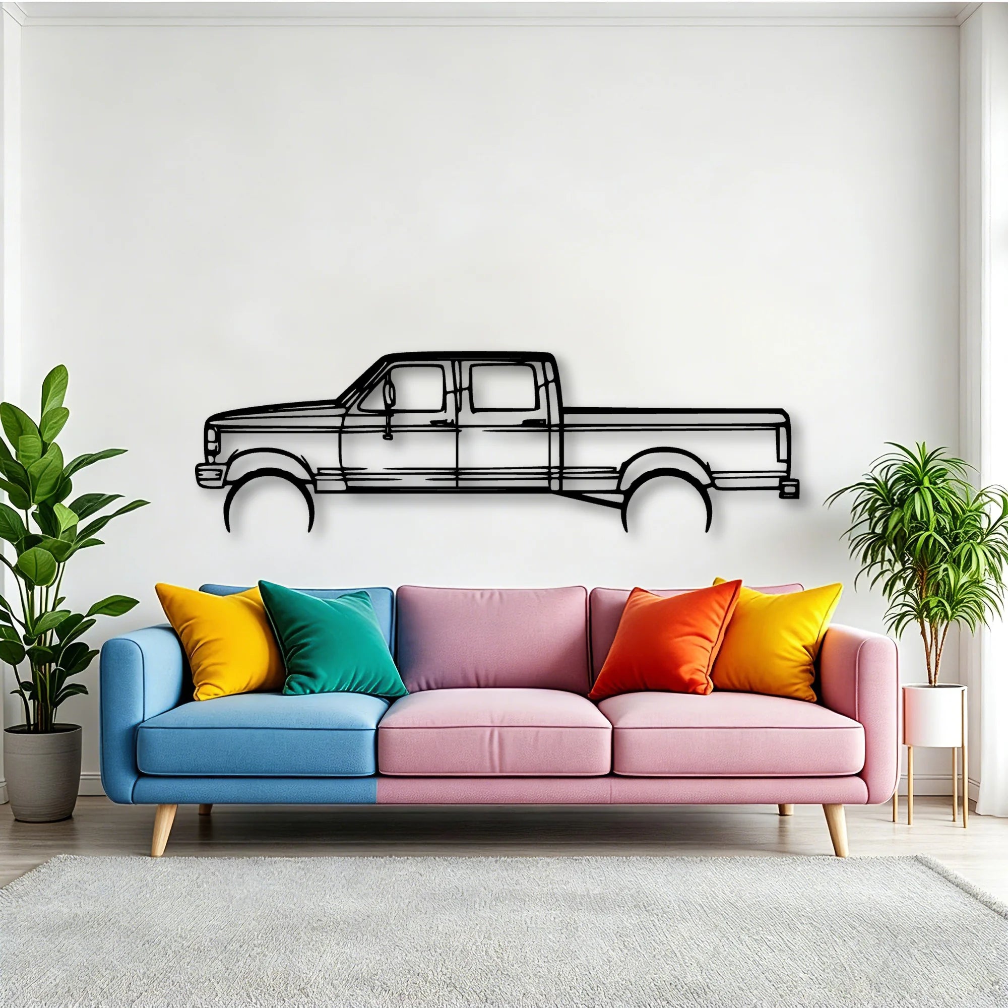 F 250 1997 Classic Silhouette Metal Wall Art - Tinvibe
