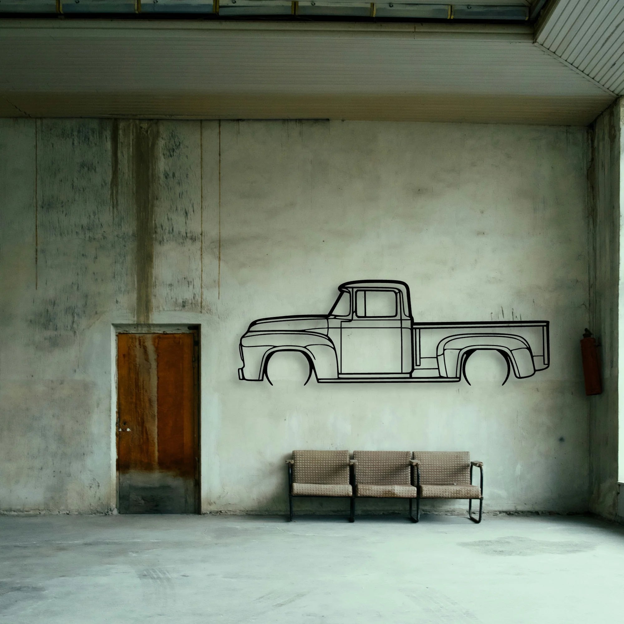 F100 1956 Classic Silhouette Metal Wall Art - Tinvibe