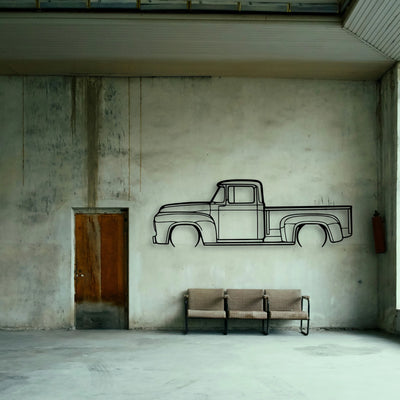 F100 1956 Classic Silhouette Metal Wall Art - Tinvibe