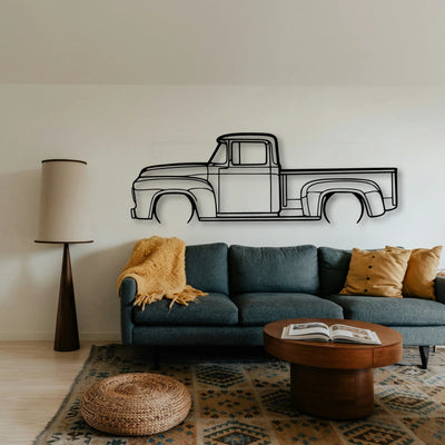 F100 1956 Classic Silhouette Metal Wall Art - Tinvibe