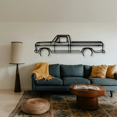 F150 1977 Classic Silhouette Metal Wall Art - Tinvibe