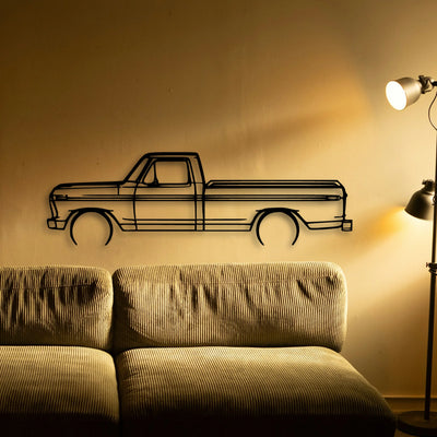 F150 1977 Classic Silhouette Metal Wall Art - Tinvibe