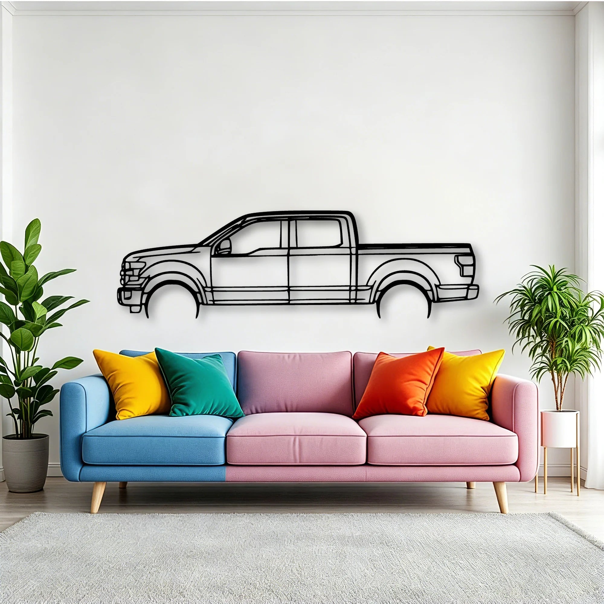 F150 2016 Classic Silhouette Metal Wall Art - Tinvibe