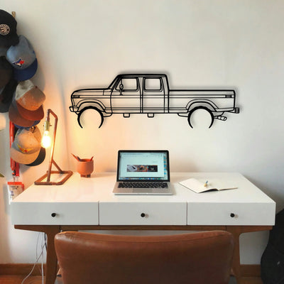 F350 1976 Classic Silhouette Metal Wall Art - Tinvibe