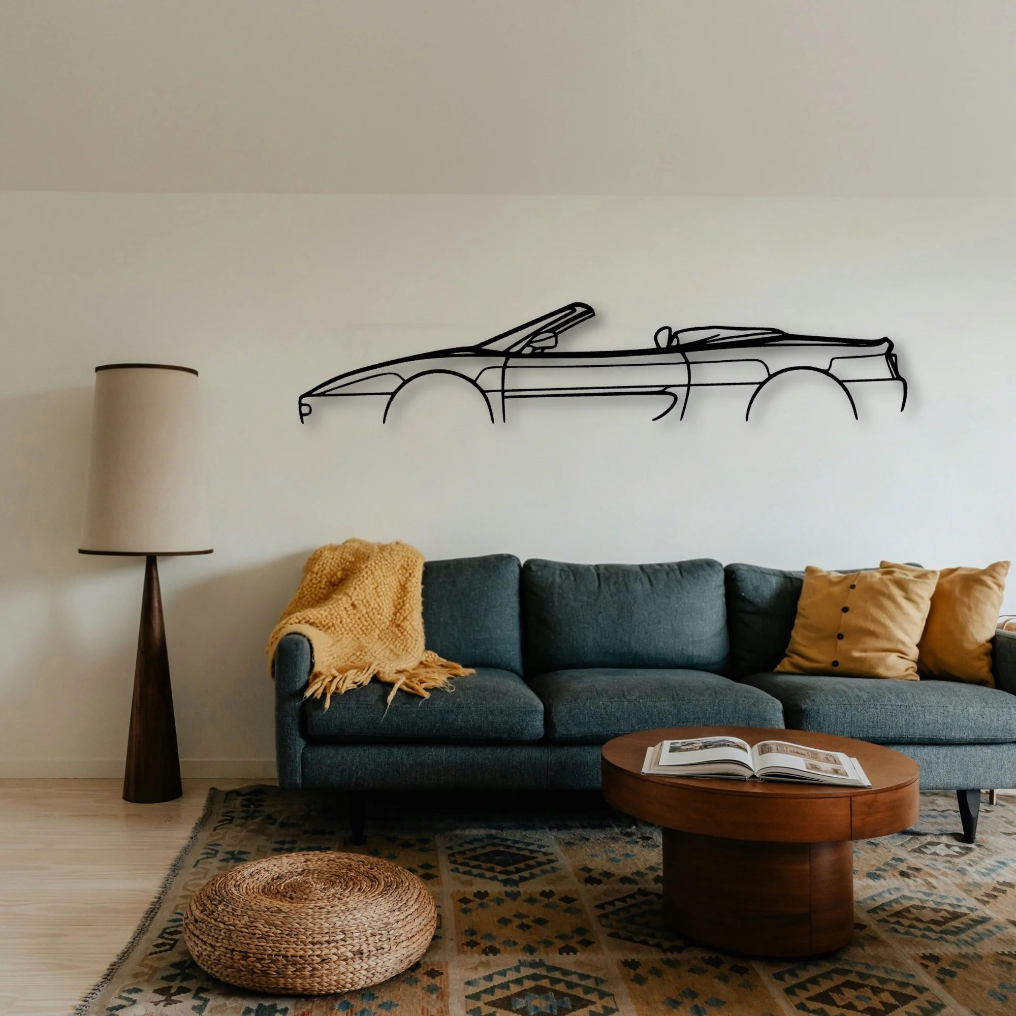 F355 Spider Classic Silhouette Metal Wall Art - Tinvibe