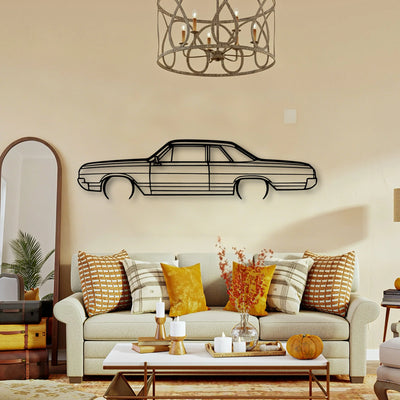 F85 Coupe 1965 Classic Silhouette Metal Wall Art - Tinvibe