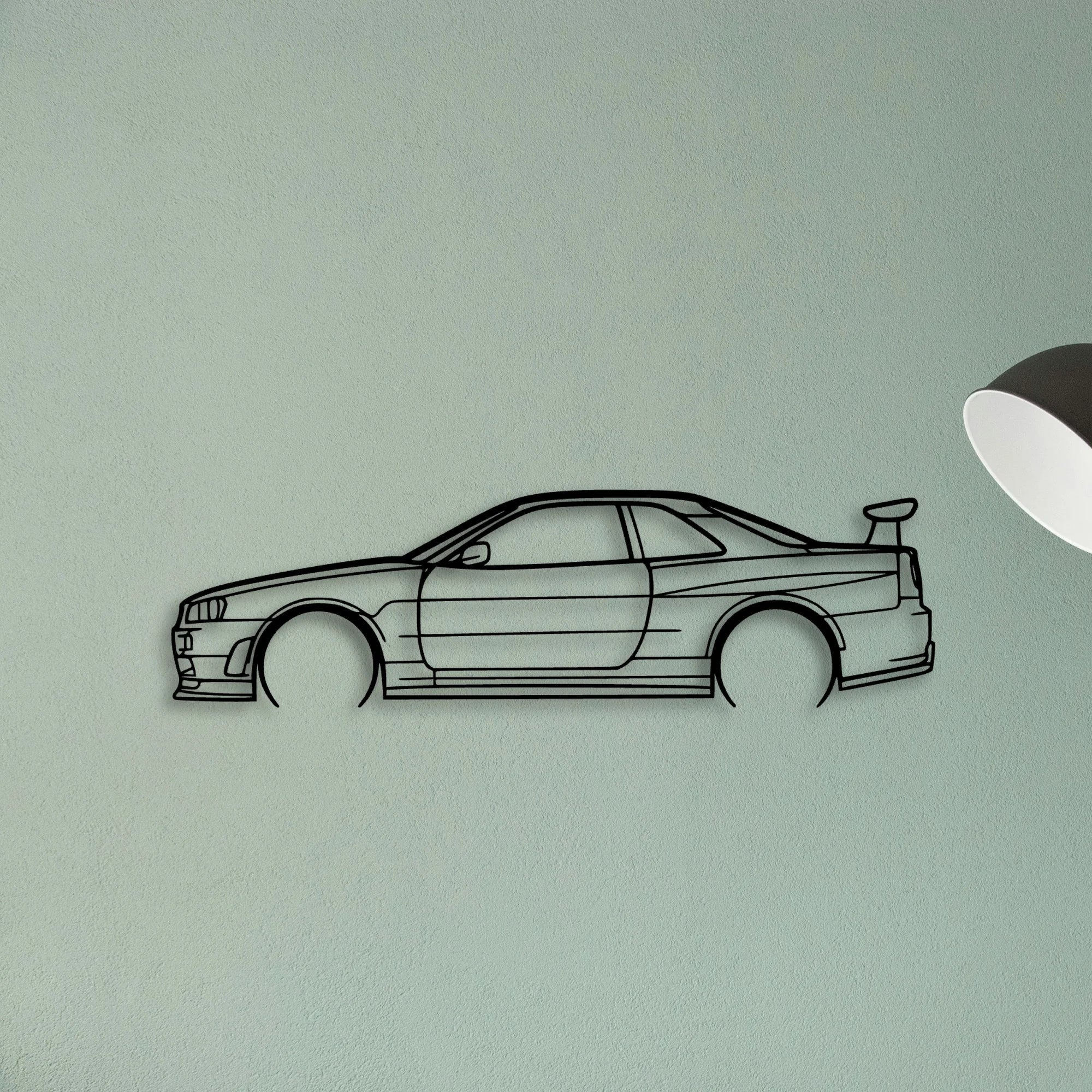 GT R R34 Classic Silhouette Metal Wall Art - Tinvibe
