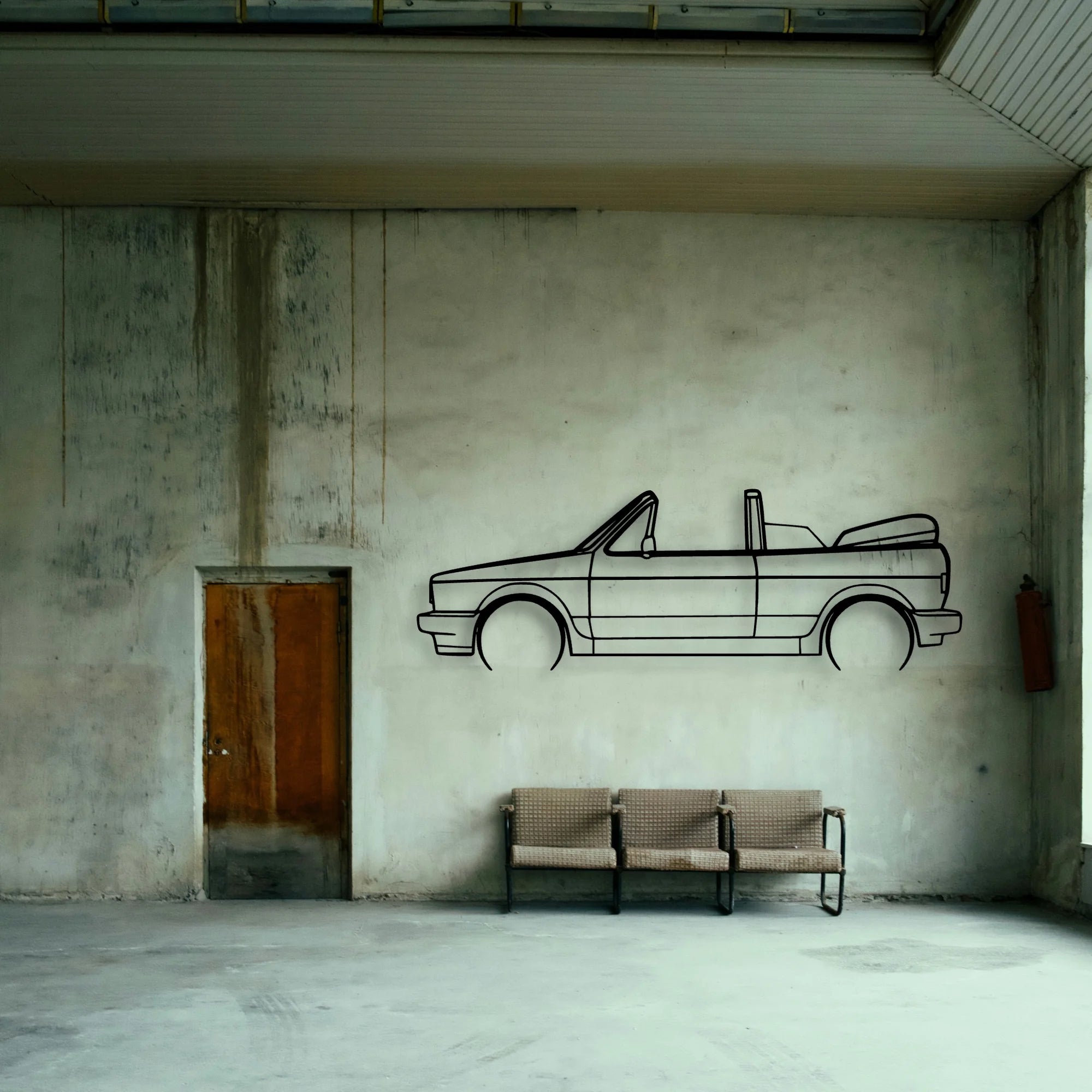 Golf 1 Sportline Cabriolet Classic Silhouette Metal Wall Art - Tinvibe