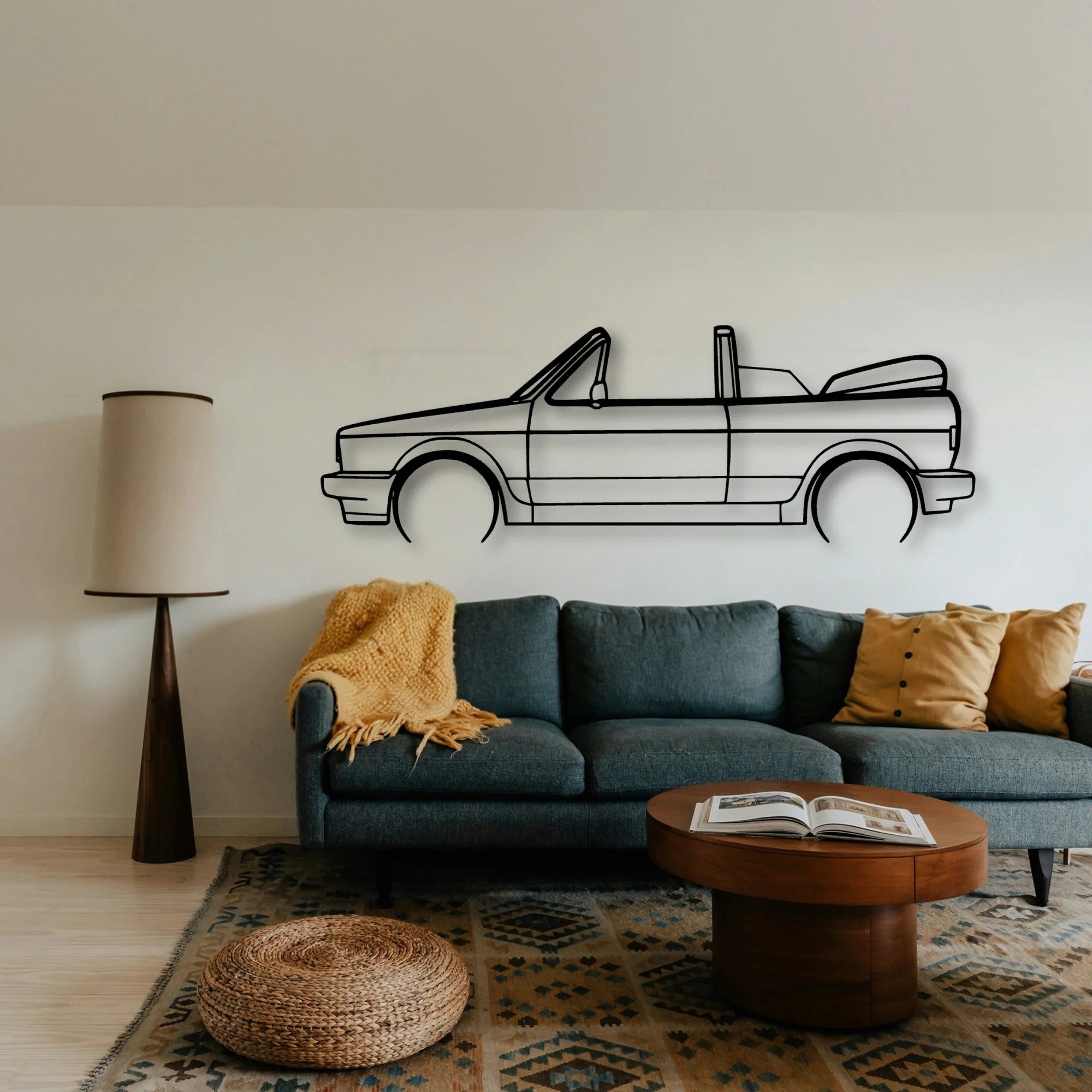 Golf 1 Sportline Cabriolet Classic Silhouette Metal Wall Art - Tinvibe