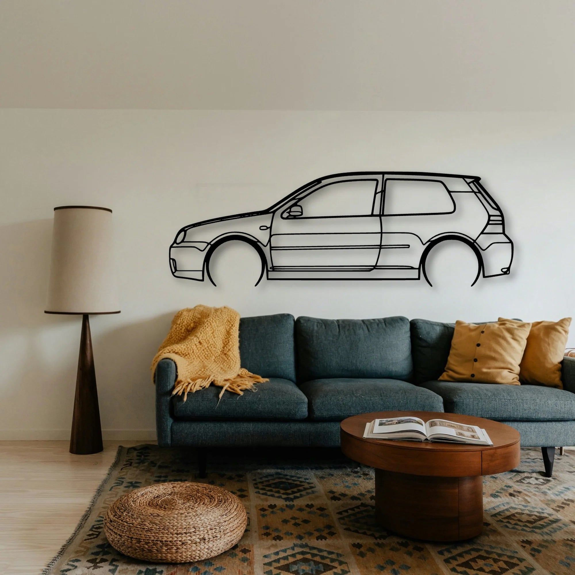 Golf 4 R32 2 Classic Silhouette Metal Wall Art - Tinvibe