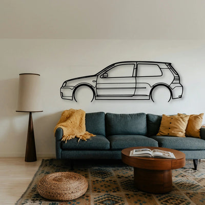 Golf 4 R32 2 Classic Silhouette Metal Wall Art - Tinvibe