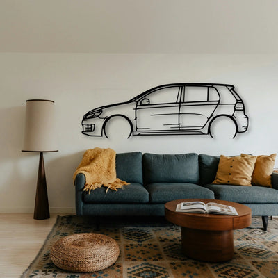 Golf 6 GTI Wolfsburg Classic Silhouette Metal Wall Art - Tinvibe