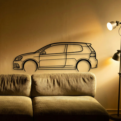 Golf 6 R Classic Silhouette Metal Wall Art - Tinvibe