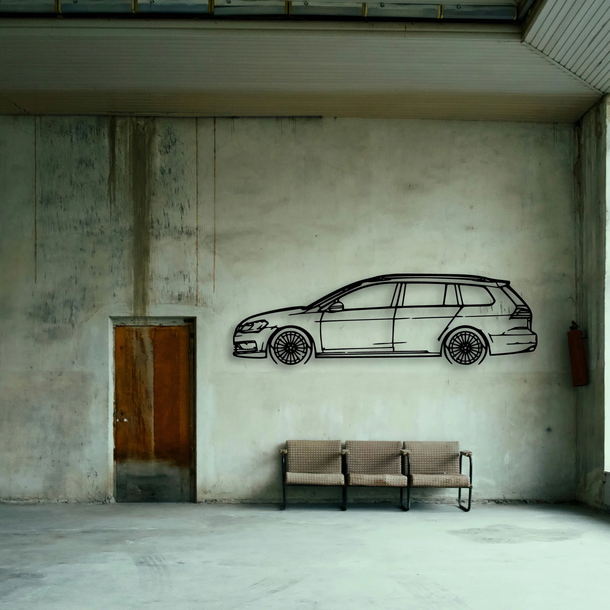 Golf 7 Wagon Classic Silhouette Metal Wall Art - Tinvibe