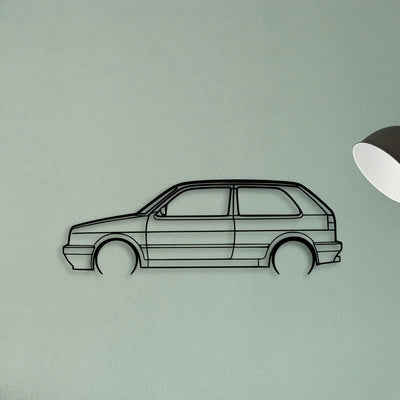 Golf MK2 GTI 2 Classic Silhouette Metal Wall Art - Tinvibe