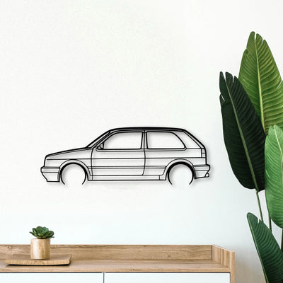Golf MK2 GTI 2 Classic Silhouette Metal Wall Art - Tinvibe