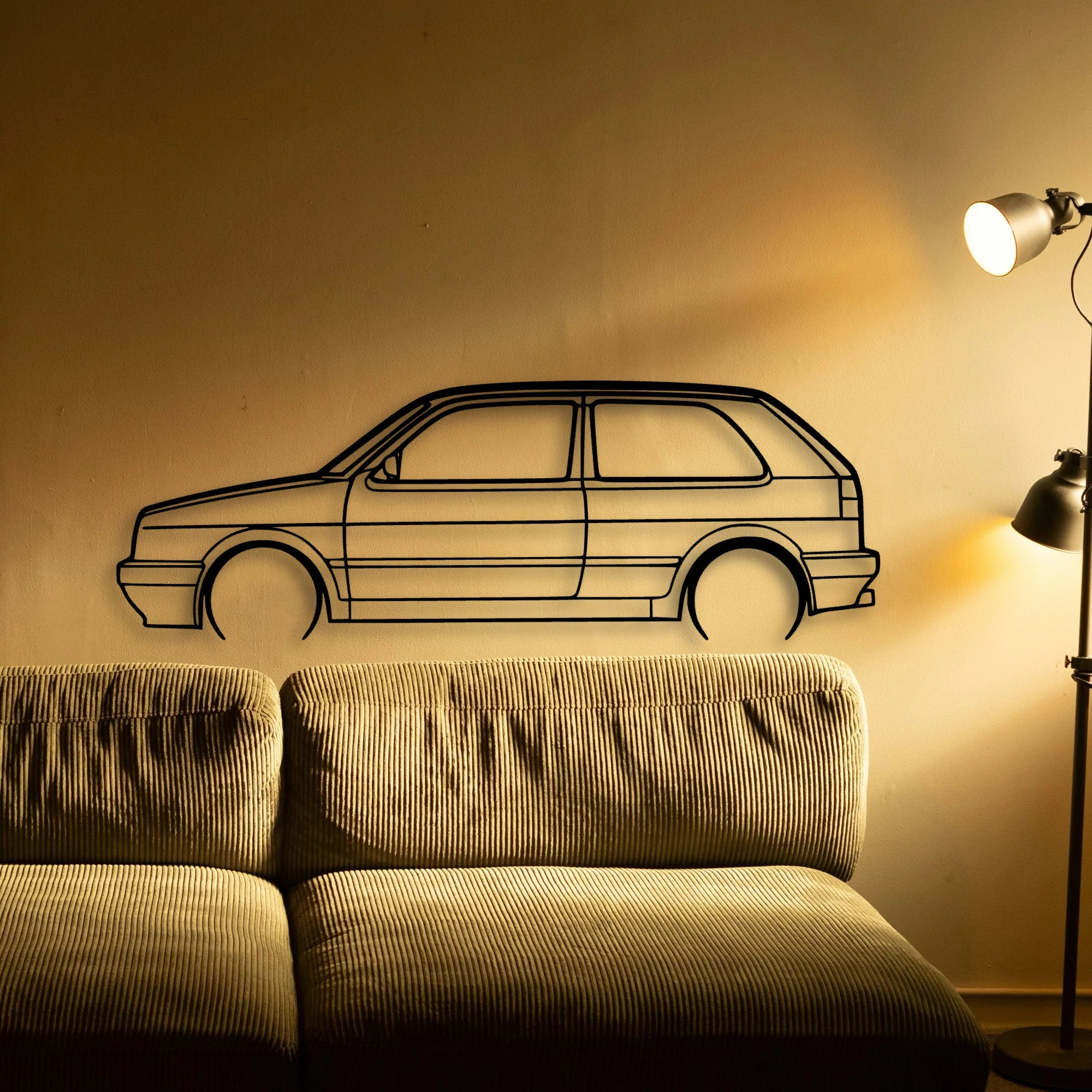 Golf MK2 GTI 2 Classic Silhouette Metal Wall Art - Tinvibe