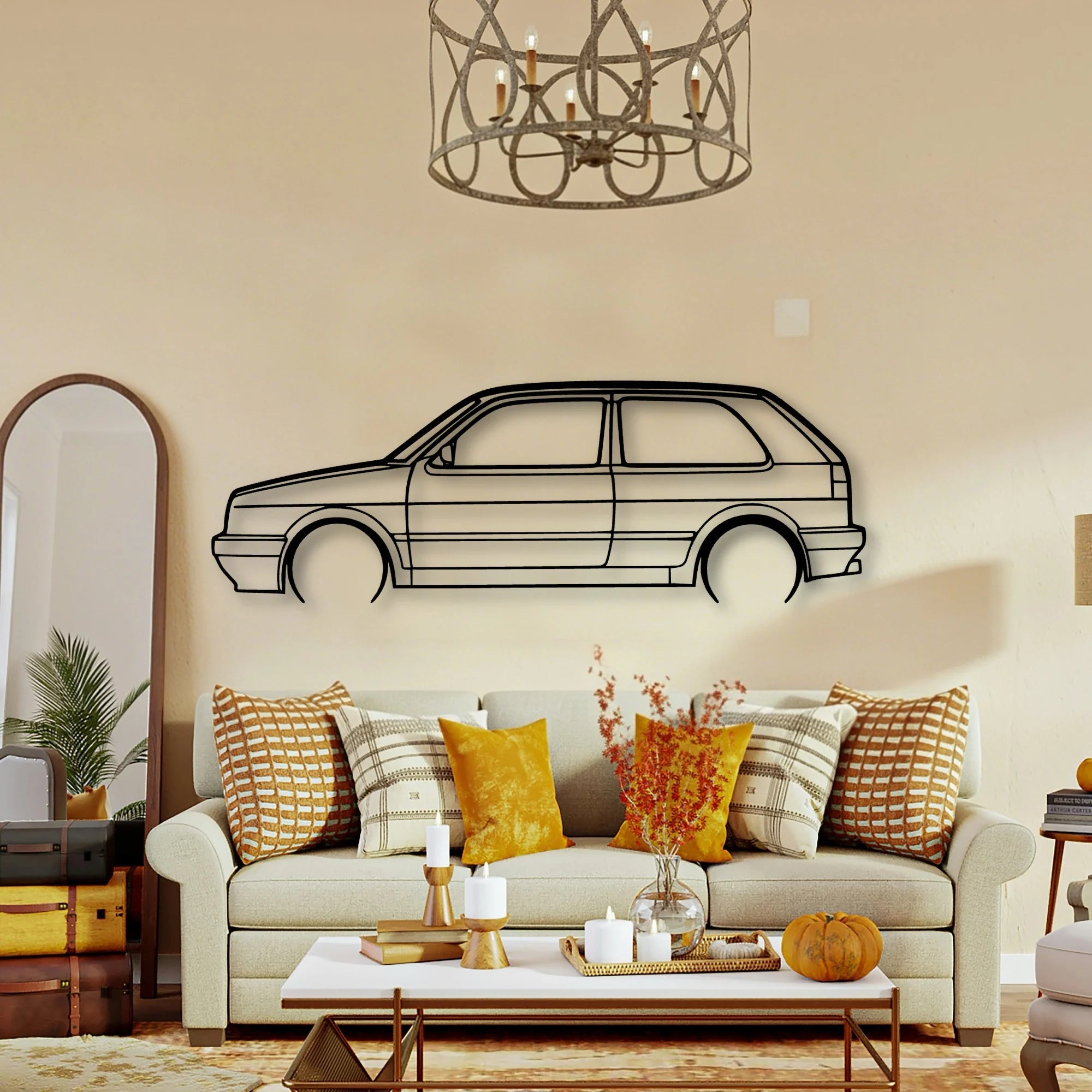 Golf MK2 GTI 2 Classic Silhouette Metal Wall Art - Tinvibe
