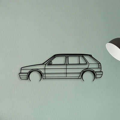 Golf MK2 GTI 1990 Classic Silhouette Metal Wall Art - Tinvibe