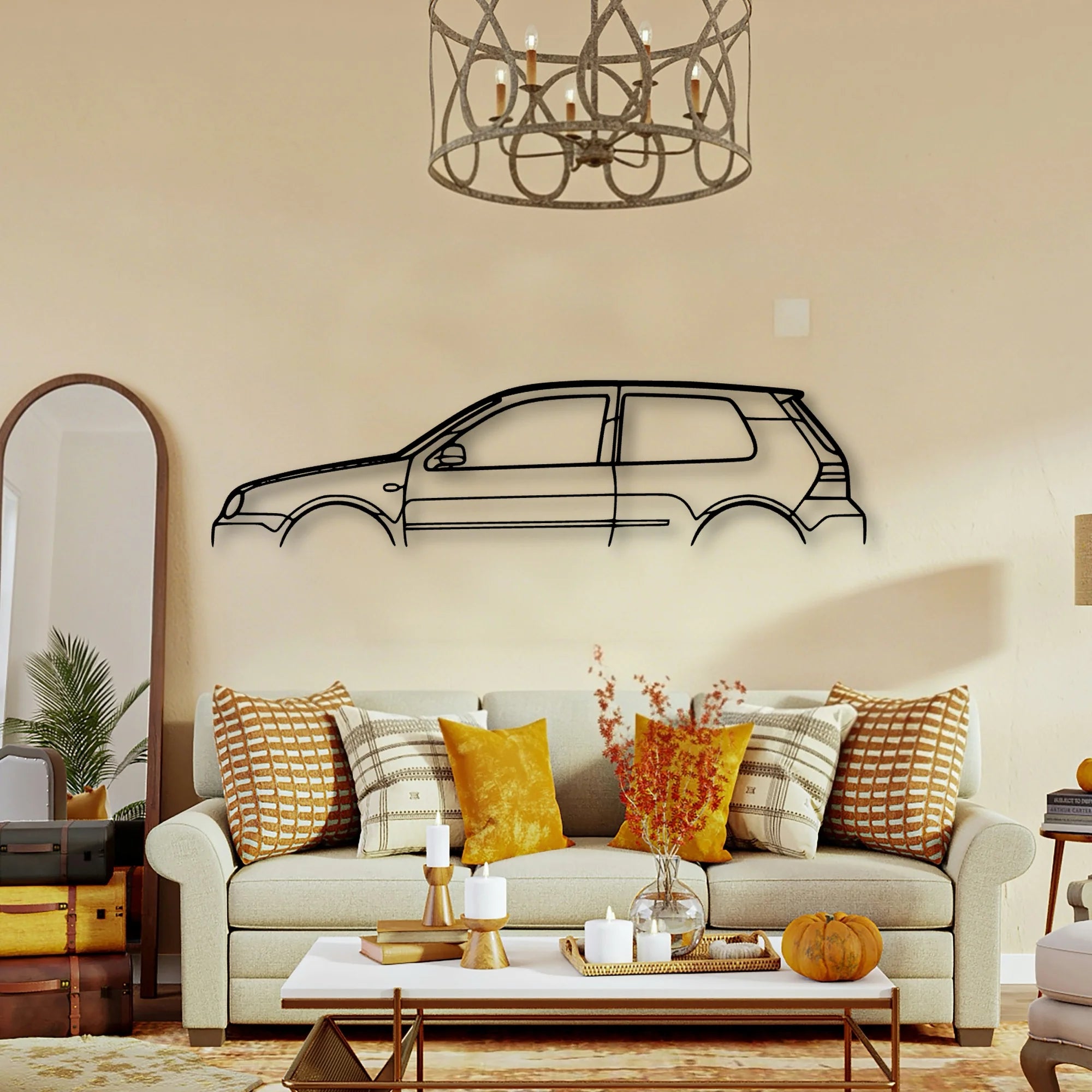 Golf R32 MK4 Classic Silhouette Metal Wall Art - Tinvibe