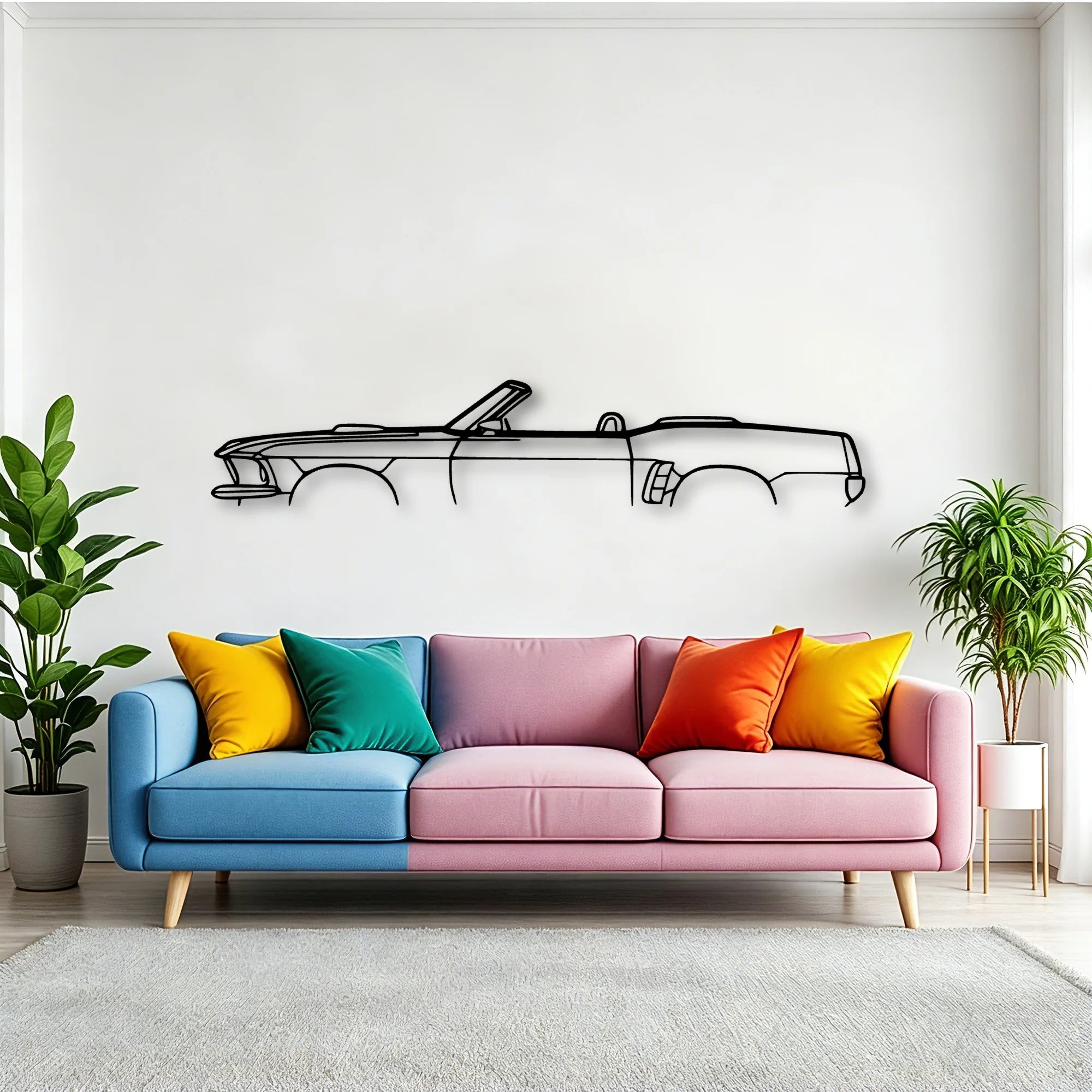 Mustang Convertible 1969 Classic Silhouette Metal Wall Art - Tinvibe