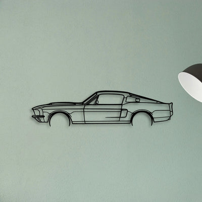 Mustang GT500 1967 Classic Silhouette Metal Wall Art - Tinvibe