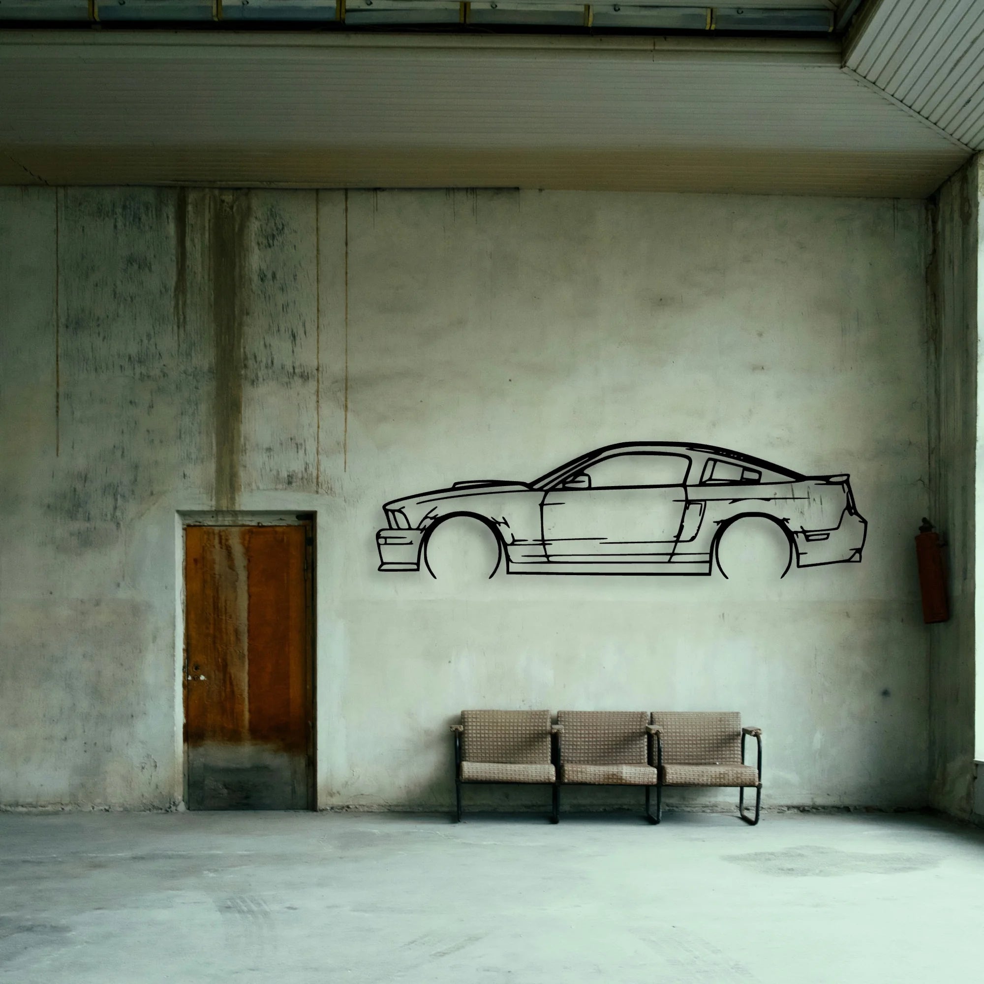 Mustang GT 2007 California Classic Silhouette Metal Wall Art - Tinvibe