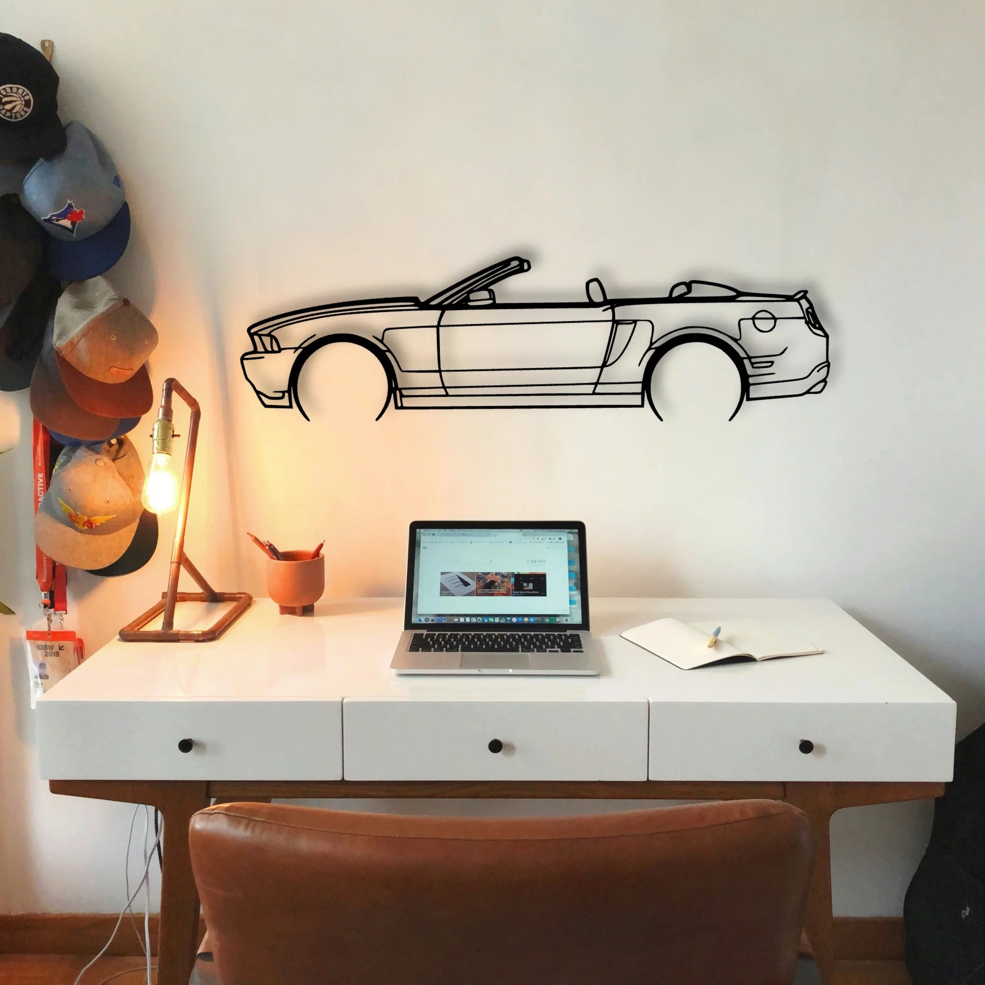 Mustang GT 2010 Cabrio Classic Silhouette Metal Wall Art - Tinvibe
