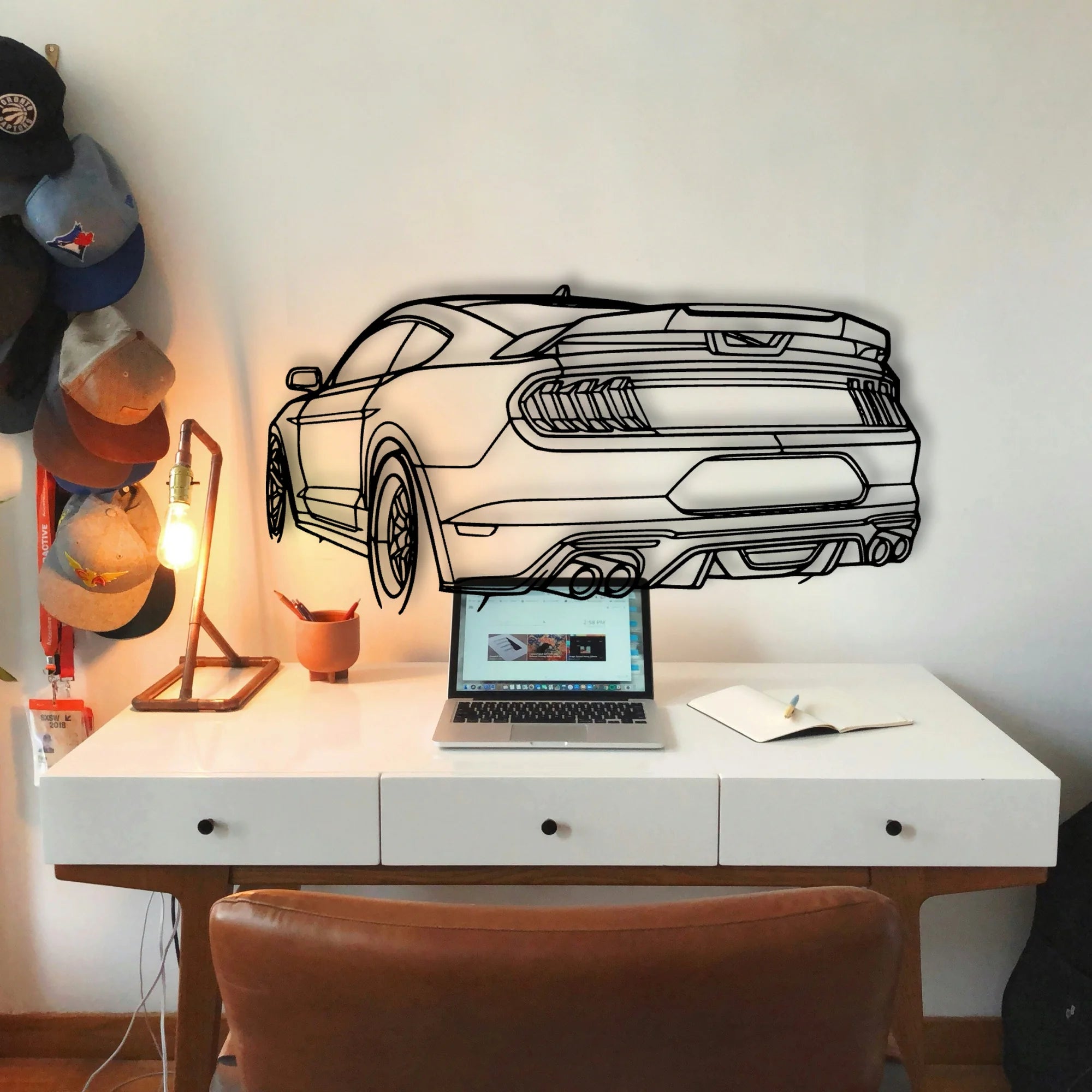 Mustang GT 2020 Angle Classic Silhouette Metal Wall Art - Tinvibe