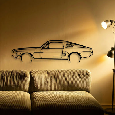 Mustang GT Fastback 390s 2 Classic Silhouette Metal Wall Art - Tinvibe