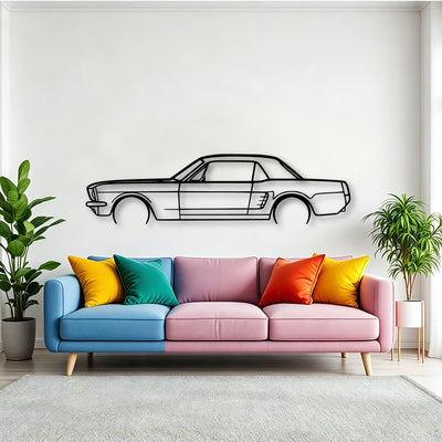 Mustang Coupe 1966 Classic Silhouette Metal Wall Art - Tinvibe