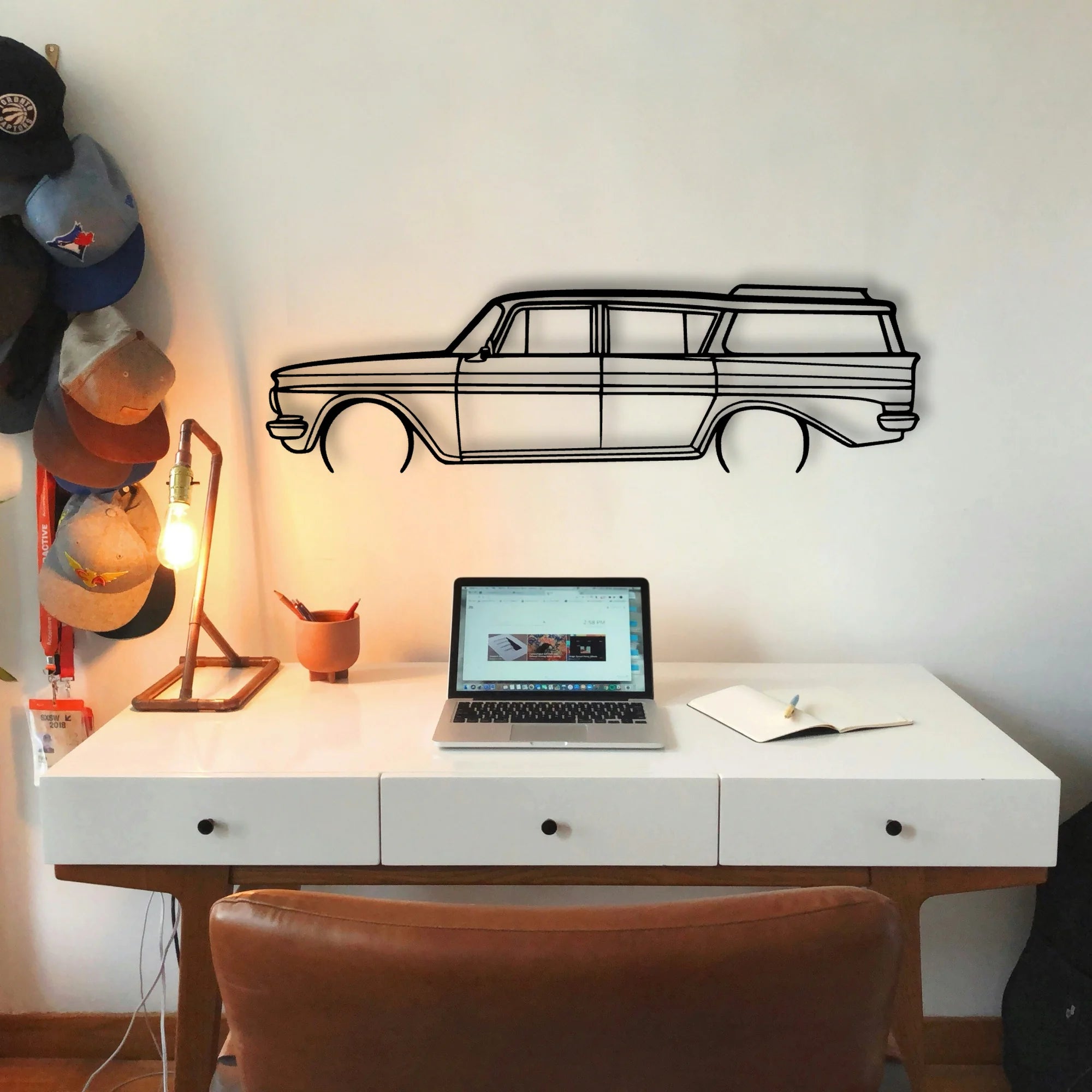 Rambler Wagon 1961 Classic Silhouette Metal Wall Art - Tinvibe