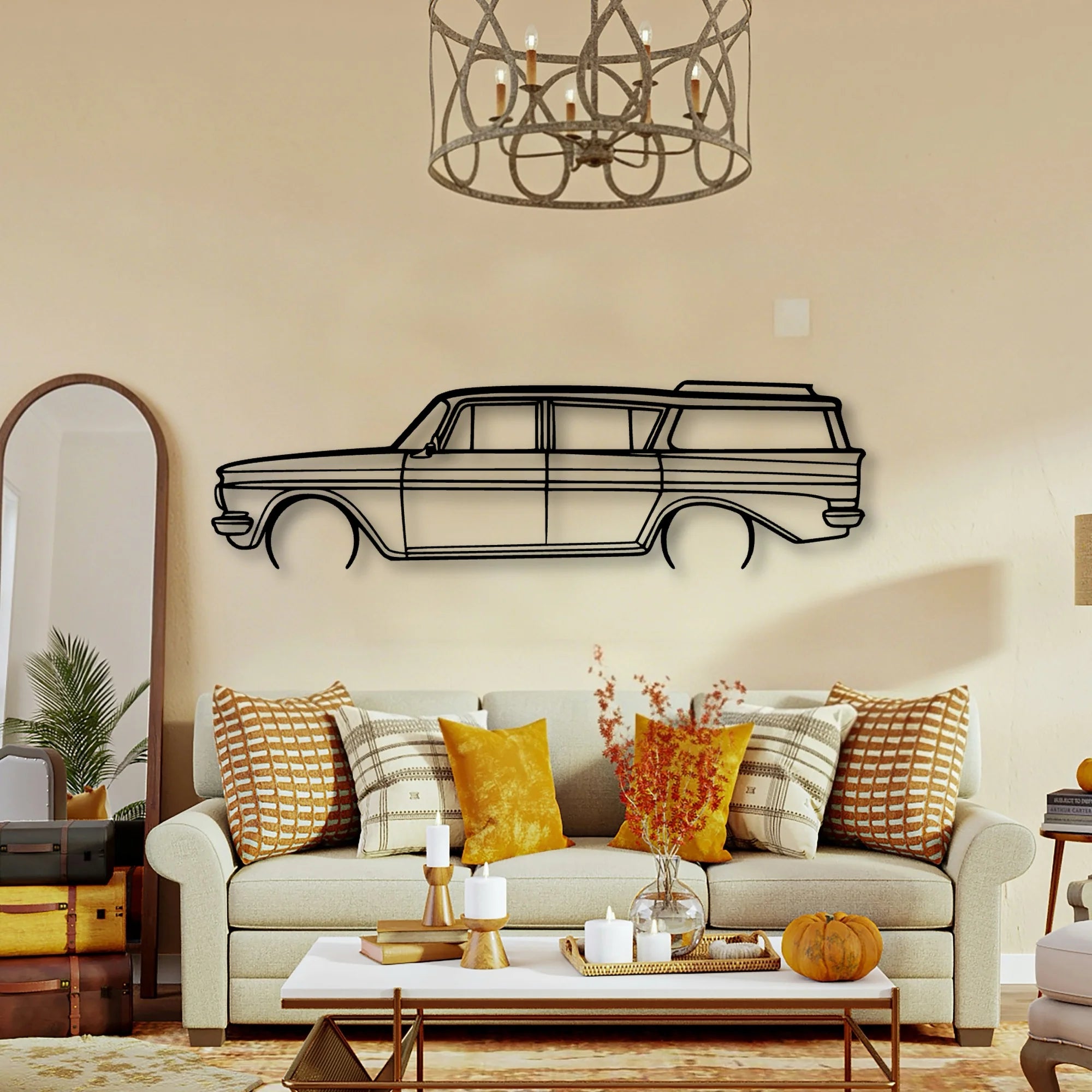 Rambler Wagon 1961 Classic Silhouette Metal Wall Art - Tinvibe