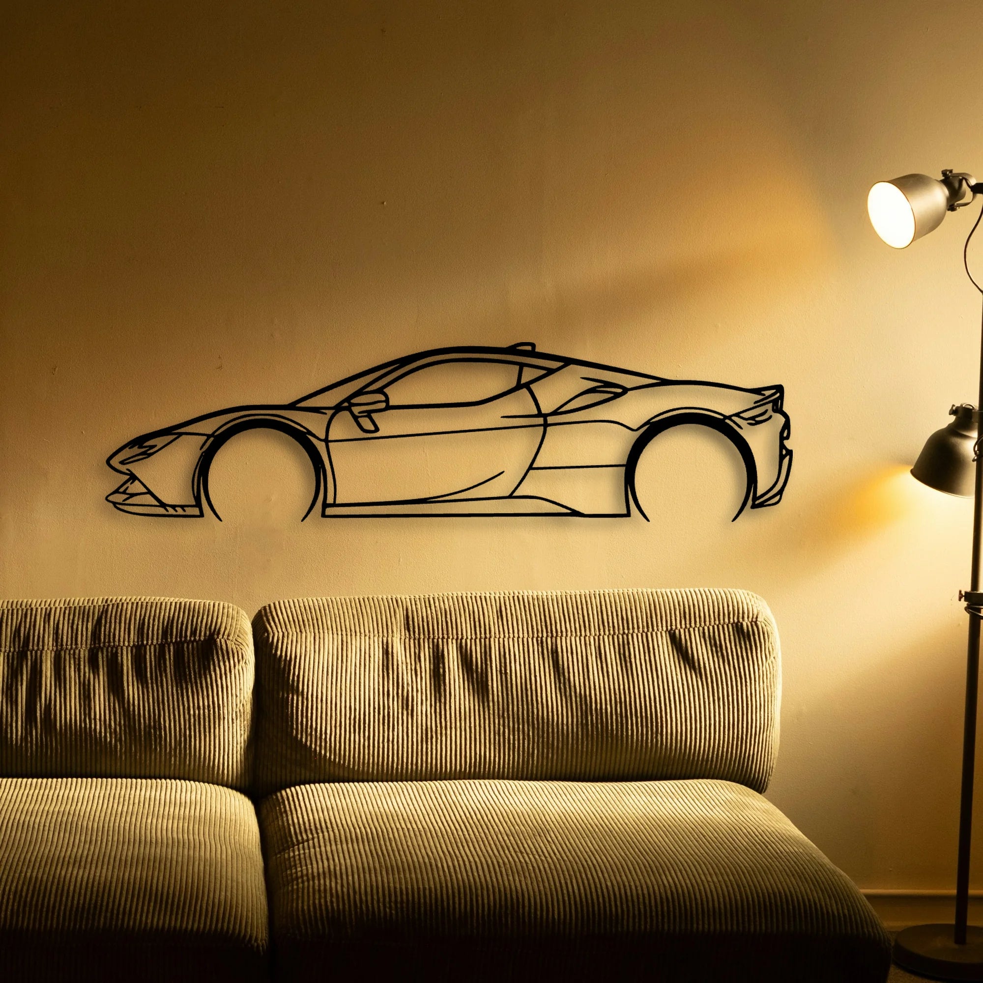 SF90 Stradale 3 Classic Silhouette Metal Wall Art - Tinvibe