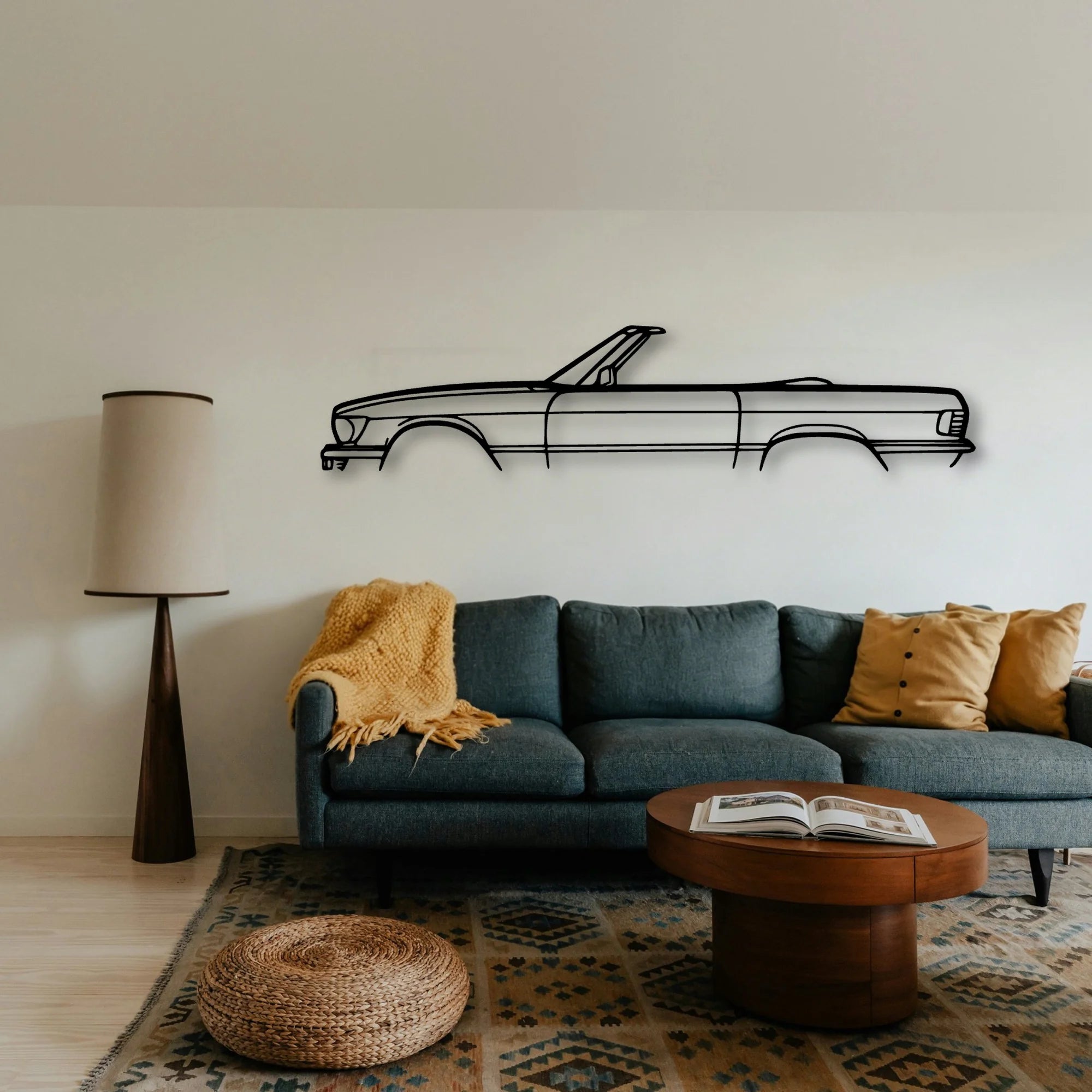 SL450 Convertible 1973 Classic Silhouette Metal Wall Art - Tinvibe