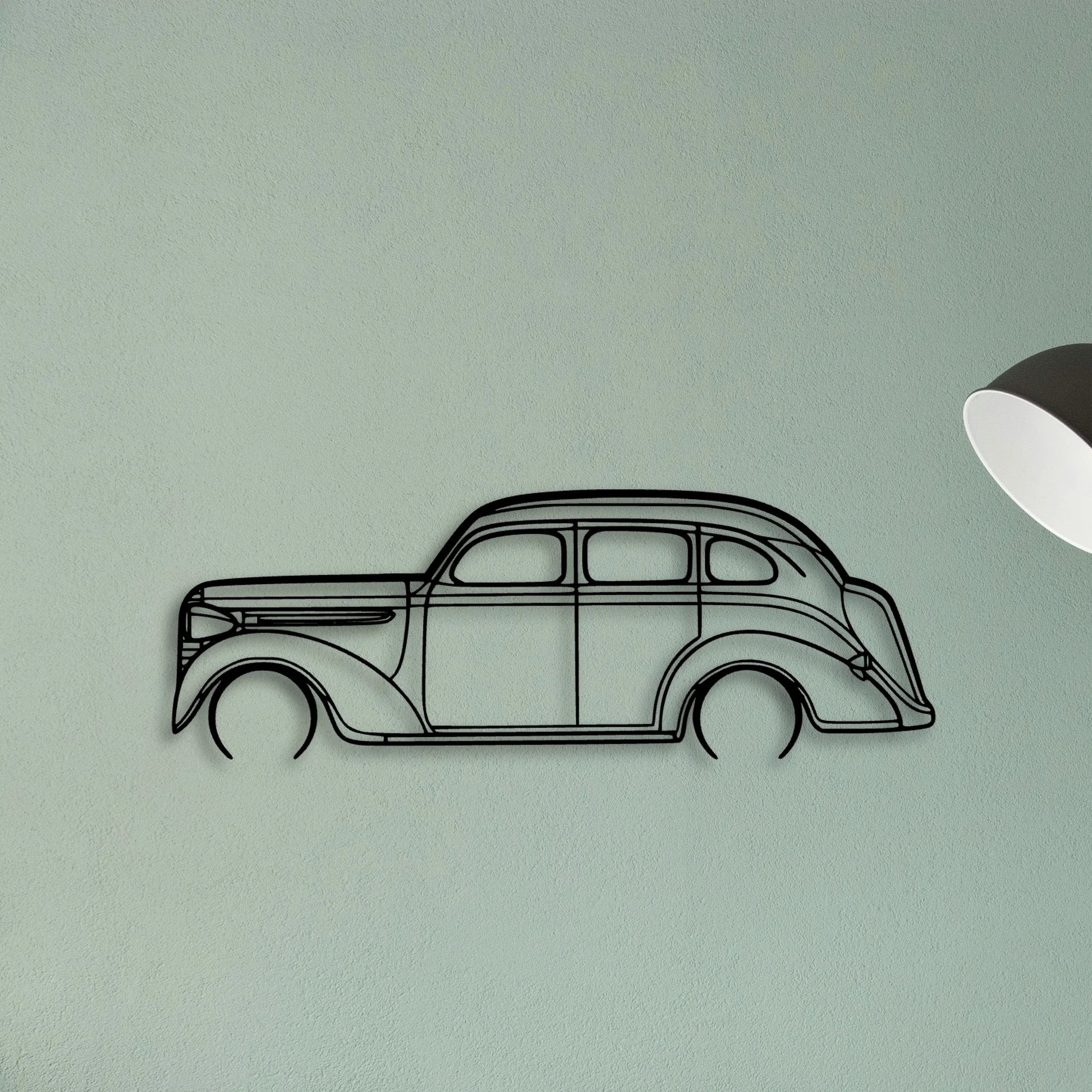Sedan 1938 Classic Silhouette Metal Wall Art - Tinvibe