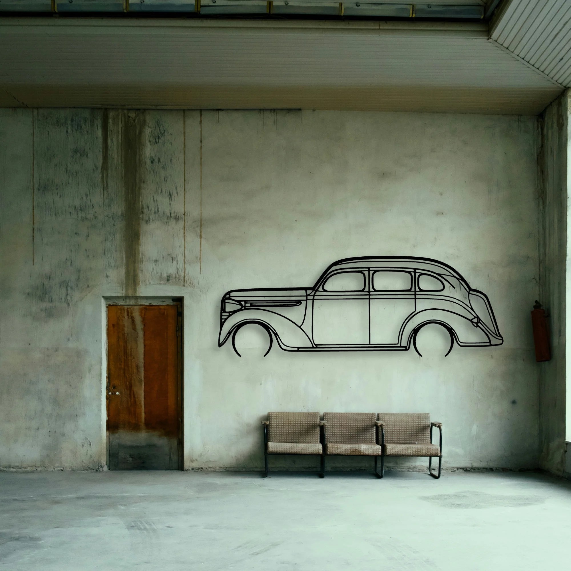 Sedan 1938 Classic Silhouette Metal Wall Art - Tinvibe